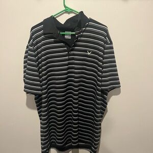Callaway Black and White Striped Golf Polo